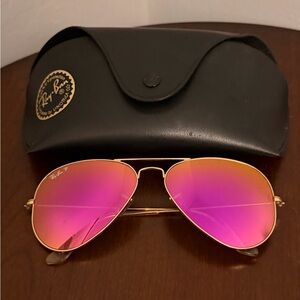 Ray-Ban Gold Frame with Pink Lenses Sunglasses